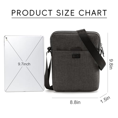 Mens Crossbody Bag Waterproof Shoulder Bags with Adjustable Strap Fits 10.1" Tablet Small Sling Bag Messenger Bag for Travel3