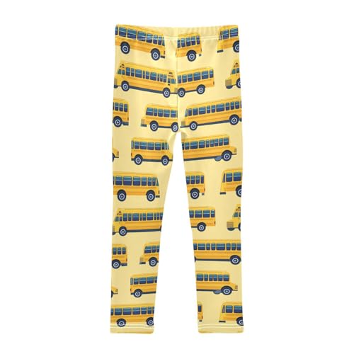 Wusikd Yellow School Buses Girls' Leggings Toddler Doodles Kids Yoga Pants Dance Active Tights 4T2