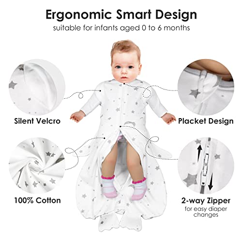 Beberoad Love 2 Pack Baby Sleep Sack - 100% Cotton Wearable Blankets For Newborns -2-Way Zipper For Easy Swaddling - Breathable And Lightweight Sleep Sacks - Suitable For Baby 0-3 Months #TOP3