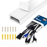 shinfly TV Kabelkanal 0.4m – PVC-Kabelschacht zur Kabelabdeckung an der Wand, 1~10 Kabel Verstecken, Kabelkanal Selbstklebend – Ideal für TV-Kabel und Heimkino – 40cm(L) x60mm(B) x18mm(H) - Weiß