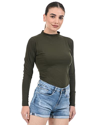 Image of Oneway| Full Sleeves stylish fashion turtleneck Bodysuit top for women| Elegant| Bodycon| Cotton| Everyday Wear| Comfortable| Slim fit| Solid basic| Knit