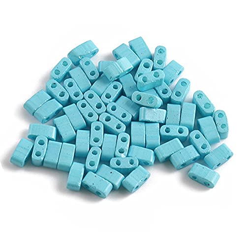 Cuentas de dos agujeros, Loose Spacer Beads for Jewelry Making(Light Blue 5x2x2mm)