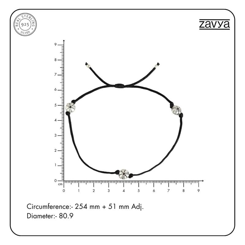 925 Sterling Silver Modest Floral Rhodium Anklet Hypoallergenic