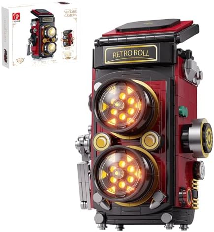 TYCOLE Retro Camera Building Blocks Sets with Lights, DIY Building Toys with Twin-Lens Reflex Design, Creative Collectible Model for Home Decor, Birthday Gift for Adults & Boys Age 8-12(719Pcs)