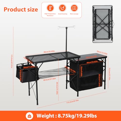 Mesa de Cocina de Camping Nice C, Mesa Plegable Portátil para Cocinar al Aire Libre (Negro) miniatura 3