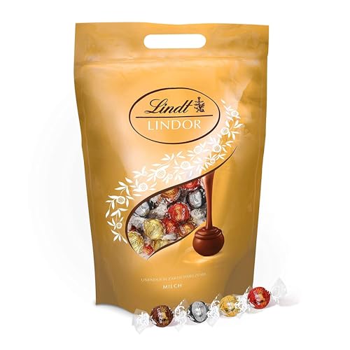 Lindt Schokolade | 2KG Beutel | LINDOR | Kugeln | Pralinengeschenk | Großpackung | Schokoladengeschenk | Enthält: Milch, Weiß, 60% und Haselnuss