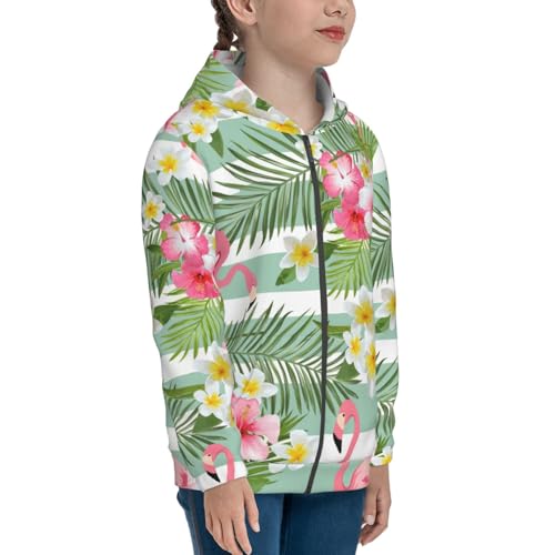 Tropical Flamingo Kid Hoodies Boys Zip Up Sweatshirts Girls Pullover with Pocket4