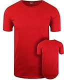 Red Elong Round Hemline Crew Neck Drop Tail Shirt L