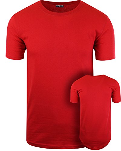 ShirtBANC Hipster Hip Hop Elong Drop Cut Mens Shirt Longline Dropcut Tshirt Red