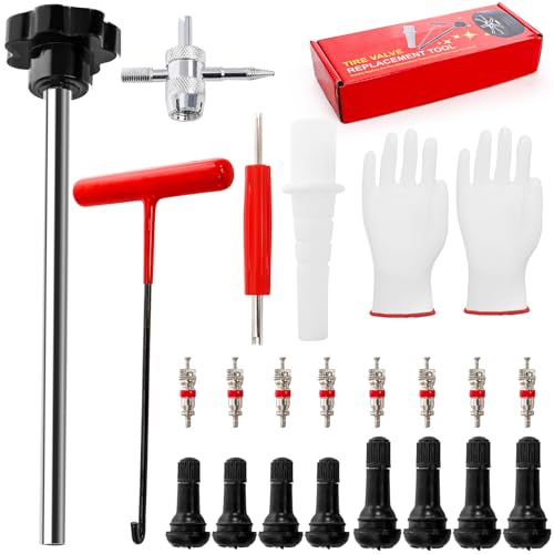 Image of Elsjoy 23 Pieces Quick Change Tire Valve Tool, Tire Valve Stem Core Quickly Replacement Tool Kit for Cars, Trucks, Atvs, with 4 TR413 /TR414