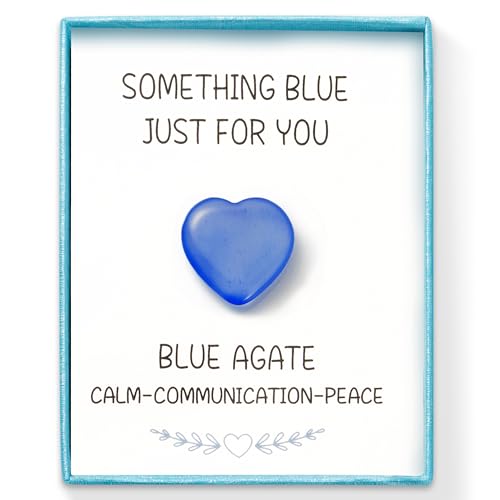 PANTIDE Something Blue Gift for Bride Heart Healing Crystal - Bride to Be Blue Natural Heart Shaped...