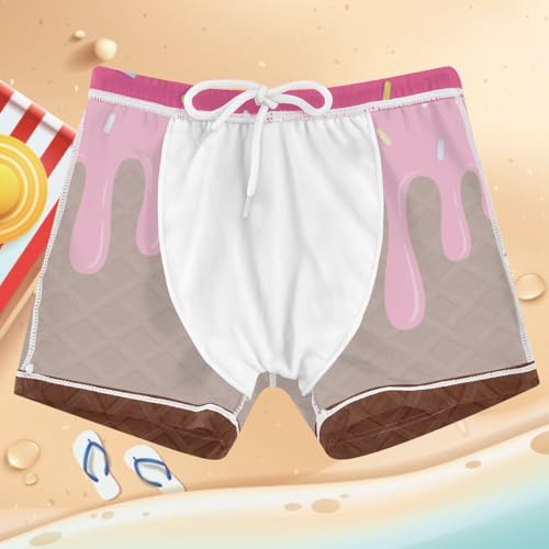 Boys Swim Trunks Quick Dry Bathing Suit Ice Cream Brown Wafer Toddler Swim Shorts Boardshorts Swimwear 3-104