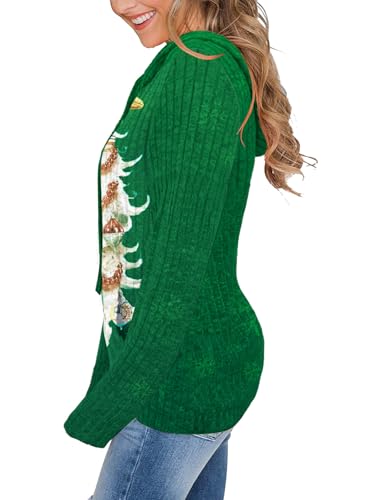 MixShe Women’s Color Block Knit Hoodie – Casual Long Sleeve Pullover Sweater Tops with Pocket