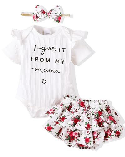 Image of Mioglrie Newborn Infant Baby Girl Clothes Romper Shorts Set Floral Summer Outfits Cute Baby Clothes Girl