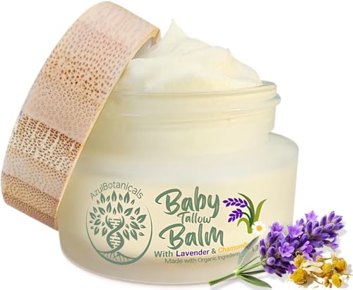 Image of AzulBotanicals Baby Tallow Balm with Lavender Leaf and Chamomile Extract, Whipped Grass fed/finished Tallow, with Organic Ingredients for Delicate Skin (1.7 oz)
