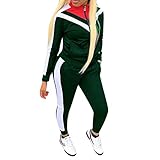 Womens Jogging Suits Set 80s 90s Sweatsuits Two Piece Outfits Tracksuit Color Block Clothing Green...