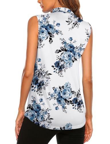 Image of Koscacy Women's Sleeveless Golf Tennis Polo Shirts Zip Up Dry Fit Workout Tank Tops Athletic Shirt