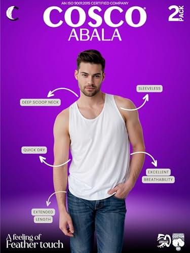 Image of COSCO ABALA 100% Combed Cotton Vest for Man, Sleeveless, White