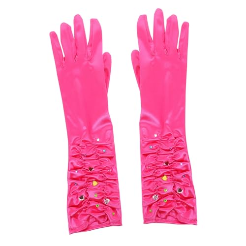 Didiseaon 1 Set Princess Gloves for Little Girls: Elegant Formal Princess Gloves - Jeweled Mittens with Glitter Rhinestones for Cosplay Holiday Events and Party Decorations