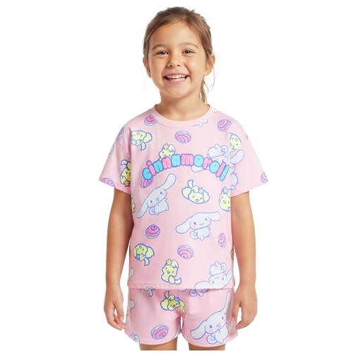 Get Trend Cinnamoroll Sanrio Girls Pajamas 2 Piece Short Sleeve T Shirt & Shorts Set Kawaii Lounge Set Sleepwear PJs (7-8 Years Pink Cinnamoroll)
