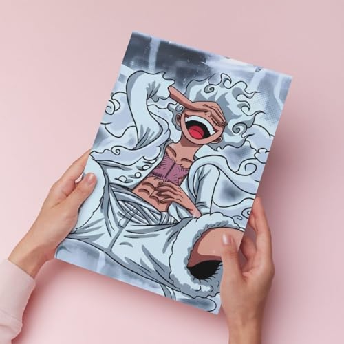 Image of One Piece Anime Manga Poster, One Piece Character Design Wall Poster 3 Panal - A4 Size, 300 GSM, Wall Decor Posters Wall Art For Bedroom, Living room, Office, Dining Room,No Frame (Luffy-5)