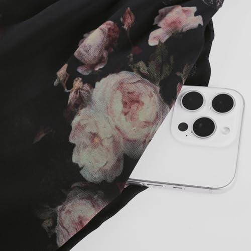 Image of Scarlet Darkness Floral Dress for Women Summer Puff Sleeve Square Neck A Line Flowy Wedding Guest Tea Party Dresses