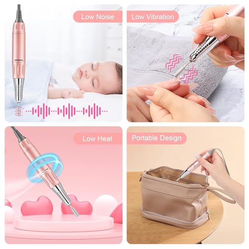 Electric Nail Drill, Clefairy Professional Electric Nail Files 35000RPM Portable Rechargeable Powerful Nail Machine Manicure Drill Set with 6 Sanding Bits for Salon & Home - Image 6