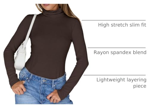Image of Trendy Queen Womens Turtleneck Tops Winter Clothes | Long Sleeve Basic Shirts,Stretchy Fit,Tight Lightweight Fall Fashion 2026