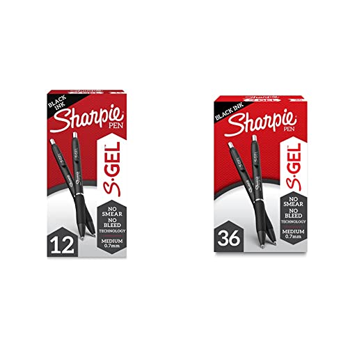 Sharpie S-Gel, bolígrafos de gel fino y medio, tinta negra, pack de 48 miniatura 1