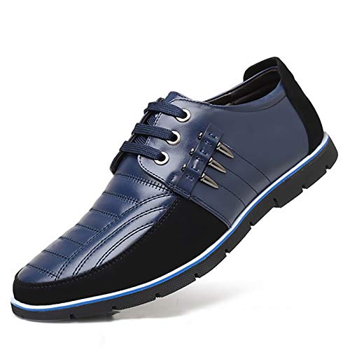 COSIDRAM Mens Casual Shoes Sneakers Loafers Comfort Walking Shoes for Male Business Work Office Dress 7 Lace Up/Blue
