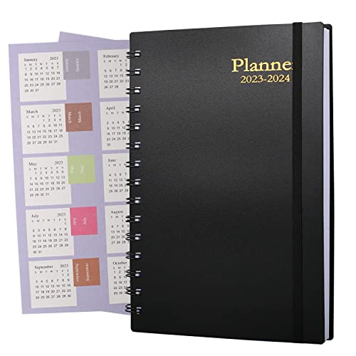 Agenda scolaire 2023-2024 hebdomadaire et mensuel, 18 mois, de janvier 2023 à juin 2024, planificateur à spirale 2023 avec couverture rigide, papier épais, 14,5 x 21,1 cm Cover