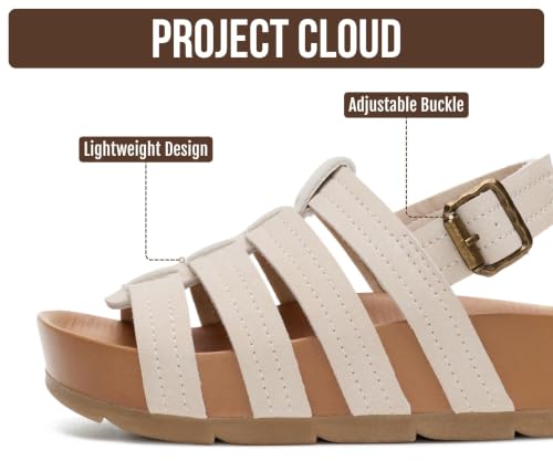 Image of Project Cloud Kids Sandals for Girls - Girls Sandals with Adjustable Buckle Closure, Comfortable Plush & Soft Insole w /Wedge Design Non-Slip Outsole
