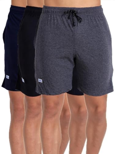Image of T.T. Cotton Blend Shorts for Men | Regular Fit | Elasticated & Zipper | 2 Sided Pockets & 1 Back Pocket | Solid | Above Knee Length Bermuda Short | Ideal for Casual Outings