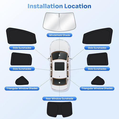Image of Canvcle Window Shades for 2013-2018 Nissan Altima Accessories Windshield Sun Shade Side Rear Window Covers Sunshade Sun Visor Shield Privacy Protection for Camping Keep Vehicle Cool Black 8PCS
