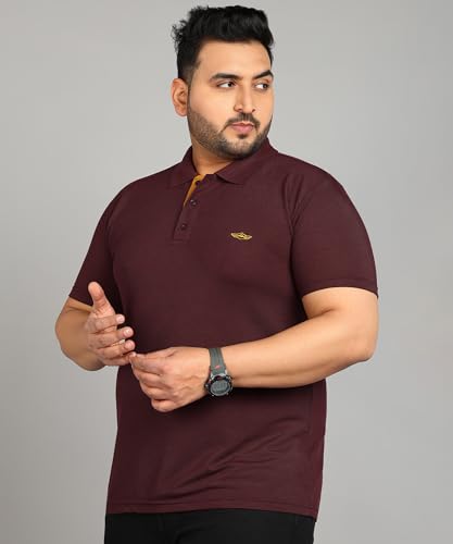 Image of INKKR Plus Size Men's Regular Fit Solid Polo Tshirt