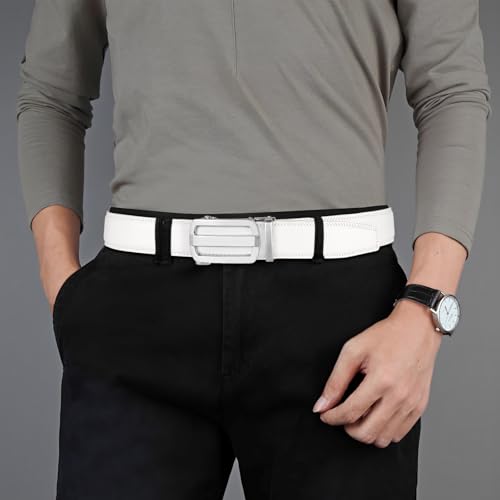 Image of Lingli Men's Belt,Ratchet Dress Belt with Automatic Buckle Brown /Black-Trim to Fit-35mm wide