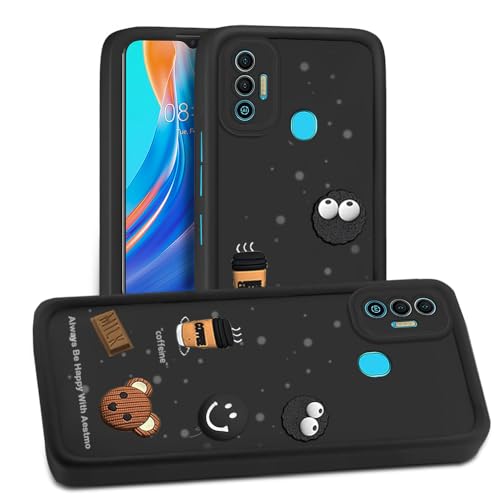 Image of AESTMO Back Case Cover for Tecno Spark 7 / 7T Cover | Cute Fun Cartoon 3D Ball | Coffee Silicone Case | Full Body Protection | Camera Protection Back Cover for Tecno Spark 7 / 7T (Black)