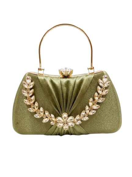 Clutch Purse for Women | Elegant Party Handbag with Detachable Chain Strap | Crystal Clasp Evening Bag for Wedding Party Rakhi Raksha Bandhan Festival Bridal Function Gift for Women-image-45