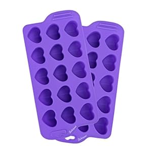 Bakerpan Silicone Chocolate Heart Mold, Heart Shaped Jelly and Ice Tray, Candy Mold, 15 Cavities – Set of 2