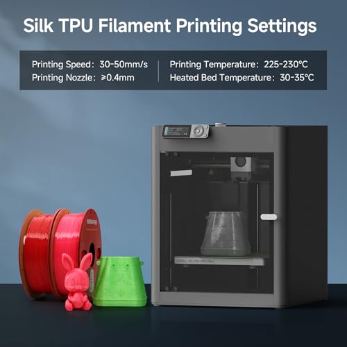 Image of Reprapper Silk TPU Filament, 95A Shore Hardness, 1kg TPU 1.75mm, Elastic 3D Printer Filament, Flexible & Soft Filament for 3D Printer (± 0.03mm) 2.2lb, Grey