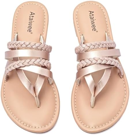 Ataiwee Women's Casual Flat Slide Sandals - Dressy...
