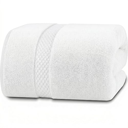 Drap de bain extra large blanc 90x190 en coton absorbant pour douche