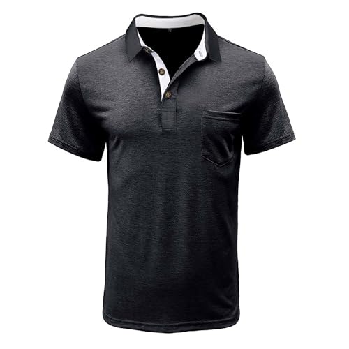 Camisetas Polo para Hombre, Manga Corta, Informales, para Golf y Verano, Clásicas Básicas con 3 Botones y Bolsillo miniatura 3