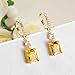 CiNily Leverback Earrings for Women Rectangular-cut Drop Dangle Earring Hypoallergenic, 14K Gold Plated Yellow Cubic Zircon Earrings Diamond Dangle Ear Rings Jewelry Birthday