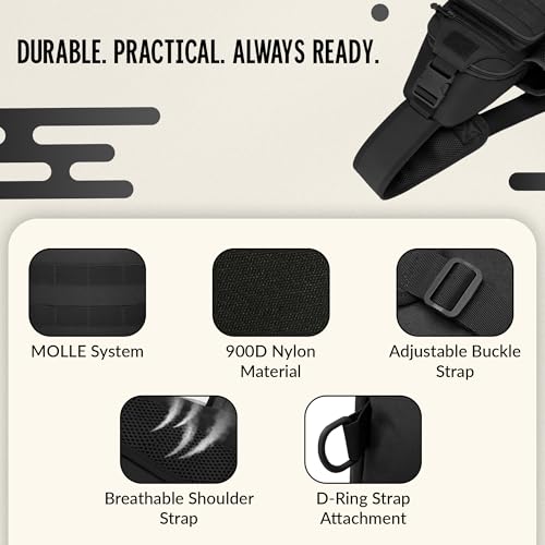 Image of CARRY TRIP OUTDOORS Sling Chest Bag, 900D Nylon Tactical MOLLE Compact Crossbody Camping, Hiking, Cycling, Travel Pack, Water-Resistant Shoulder Sling Bag for Men & Women