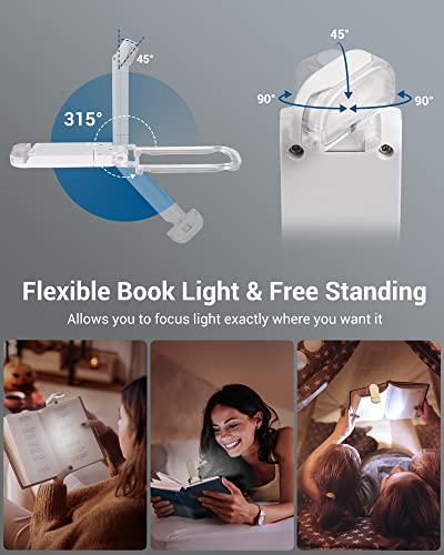 Dewenwils Usb Rechargeable Book Reading Light, 2 Brightness Levels, Led Clip On Book Light For Reading In Bed, Eye Care Book Lamp For Kids, Bookworms (White) #TOP3