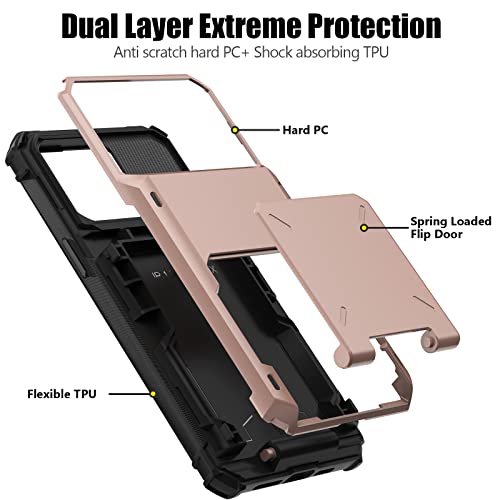 Nvollnoe for iPhone 15 Pro Max Case with Card Holder[Store 5 Cards] Dual Layer Heavy Duty Shockproof Wallet Case with Hidden Card Slot Storage Cover for iPhone 15 Pro Max(Rose Gold) by Nvollnoe - Used condition - Image 3