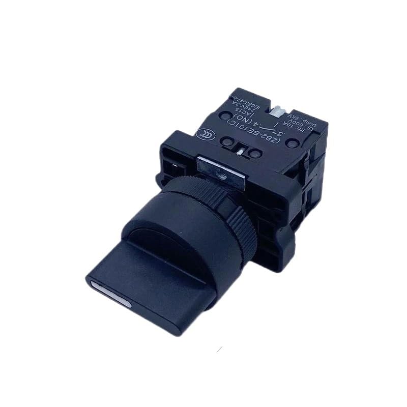 Perilla de interruptor rotativo eléctrico 10A 660V Negro 2/3 posiciones Botón selector Autoblocante Tipo fijo(3 Position 1NO1NC)