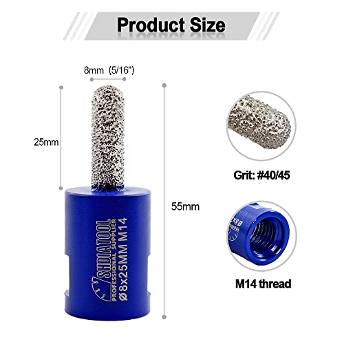 SHDIATOOL Diamond Mortar Raking Bit, 8 mm x 25 mm, M14 Thread Diamond Mortar Cutter for Old Mortar Blown - Image 2