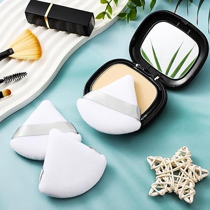 Image of Triangle Powder Puff Face Cosmetic Powder Puff Washable Reusable Bake Loose Powder Cosmetic Foundation Sponge Mineral Powder (6 Pcs White Triange Puff)